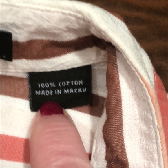 PERRY ELLIS Button-Down Striped Top Size 6 - Picture 7 of 8